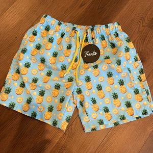 Franks Mens pineapple swim trunks run small